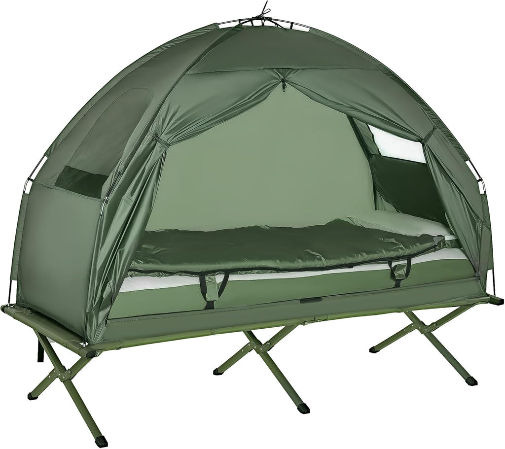 All-in-1 Camping Bundle: Tent, Cot, Mattress, Sleeping Bag – Grab & Go