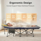 Foldable Outdoor Camping Cot with Detachable Mattress, Multi-Purpose Guest Bed