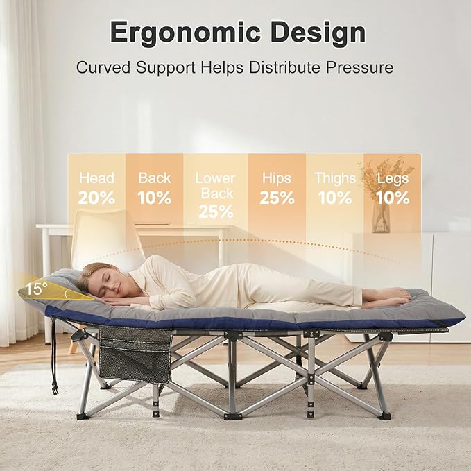 Foldable Outdoor Camping Cot with Detachable Mattress, Multi-Purpose Guest Bed