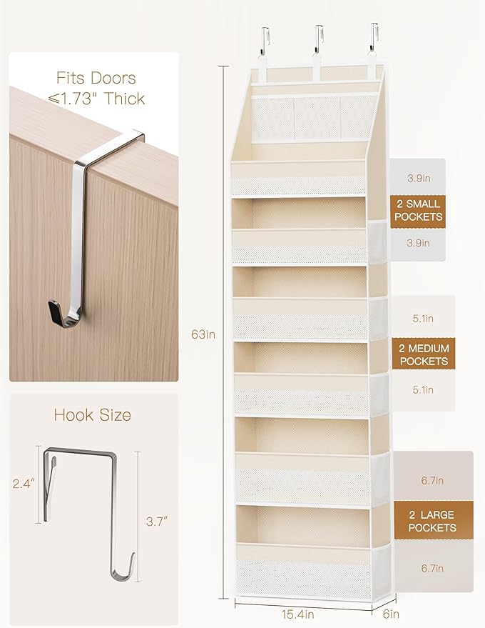 Heavy Duty Over Door Hanging Organizer, Sturdy Vertical Storage for Home