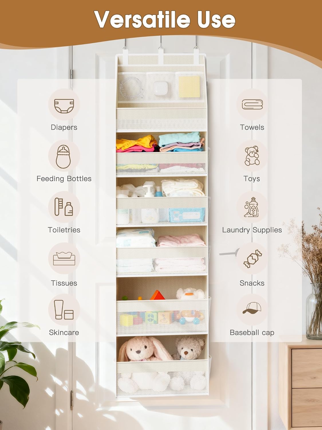 Heavy Duty Over Door Hanging Organizer, Sturdy Vertical Storage for Home