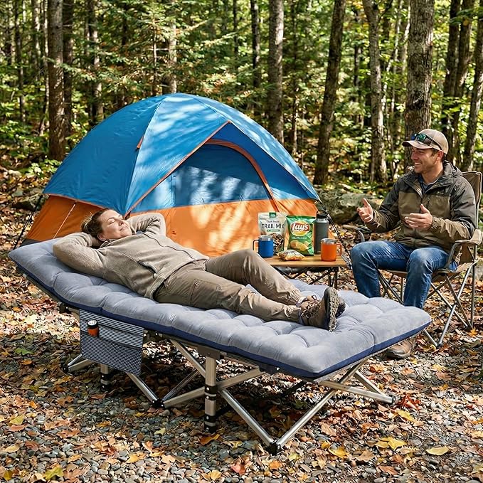 Foldable Outdoor Camping Cot with Detachable Mattress, Multi-Purpose Guest Bed
