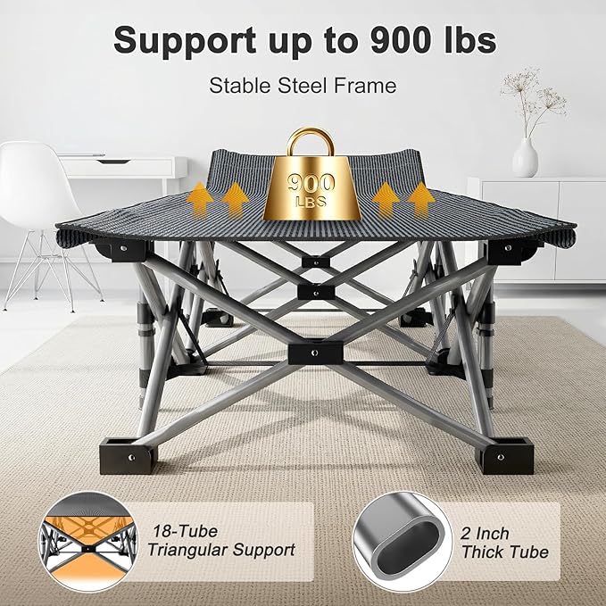 Foldable Outdoor Camping Cot with Detachable Mattress, Multi-Purpose Guest Bed