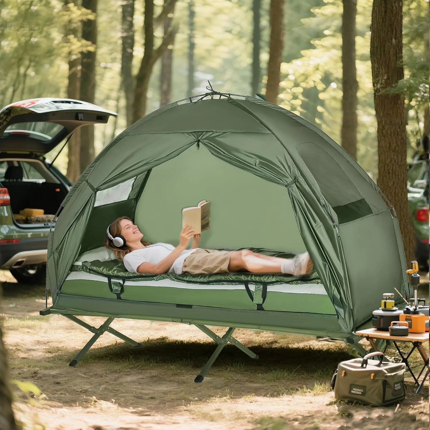 All-in-1 Camping Bundle: Tent, Cot, Mattress, Sleeping Bag – Grab & Go