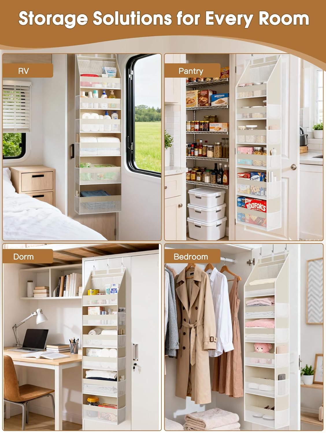 Heavy Duty Over Door Hanging Organizer, Sturdy Vertical Storage for Home